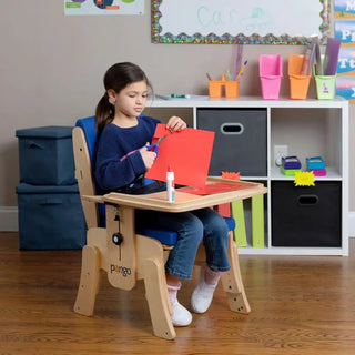 Circle Specialty Pango School Chair detail of casters and base on white background