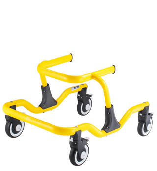 Circle Specialty Pivot Gait Trainer front view with blue padding on white background