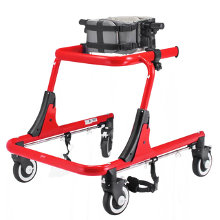 Circle Specialty Pivot Gait Trainer folded configuration side view on white background