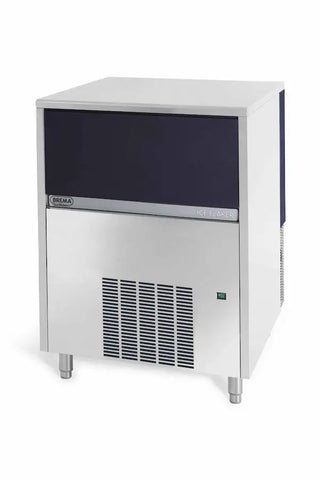Eurodib GB1504A HC 29 inch undercounter commercial flake ice machine in stainless steel on a white background