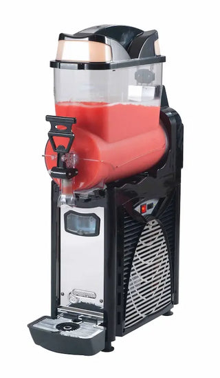 Eurodib OASIS1 commercial frozen slush dispenser with 10L polycarbonate tank and stainless steel body on white background
