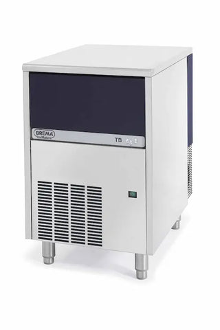 Eurodib TB852A-HC Commercial Pebble Ice Maker with 44 lb bin stainless steel undercounter ice machine on white background