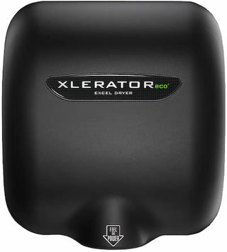 Excel Dryer XL-SP-ECO XLERATOReco hand dryer with a custom special paint finish,featuring a curved wall mounted housing,automatic sensor activation,and a sleek modern design for commercial restroom environments.