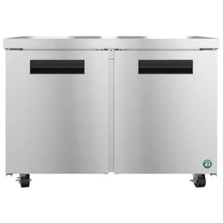 Hoshizaki UR48B stainless steel medical refrigerator with dual doors front view on white background