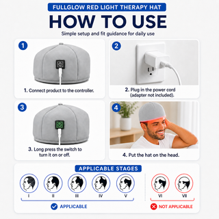 iReliev RL-D050 red light therapy scalp hat how-to-use guide