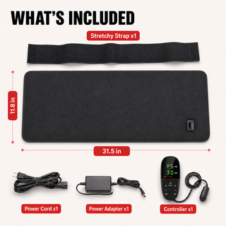 What is included in the box with the iReliev RL-D015-2 FullGlow therapy pad