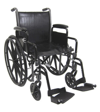 Karman KN-700T Adjustable-Height 18" Seat Steel Wheelchair – Removable Armrests, 39 lbs
