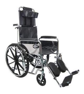 Karman KN-880 Reclining Wheelchair – 20" Seat, Removable Armrests, Elevating Legrests
