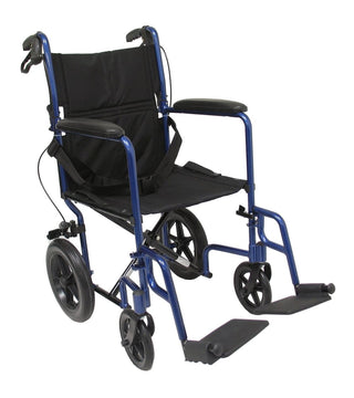 Karman LT-1000HB Lightweight Transport Chair 19" with Hand Brakes Blue/Burgundy