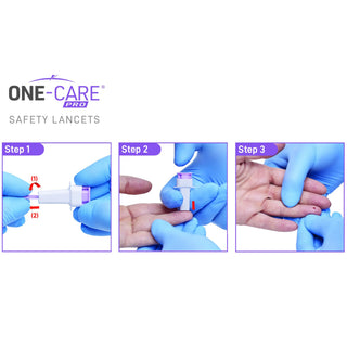 MediVena One-Care  Pro Safety Lancets Top Button Activated, from 21G to 30G, 100/BX, 20BX/CS