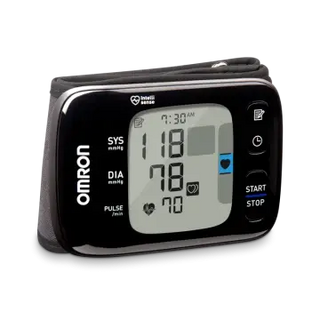 Omnron blood pressure monitor on a white background