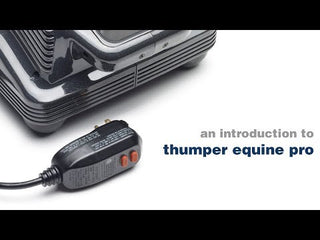 Thumper Equine Pro 1007ENA professional equine percussion massager in gray with multi-head design and included GFCI device.