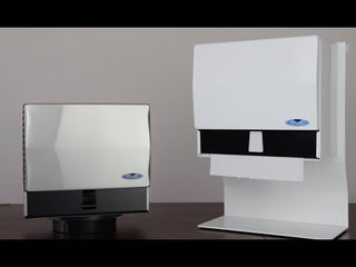 Wall-mounted Frost stainless steel universal manual paper towel dispenser with brushed stainless steel finish and front-loading access.