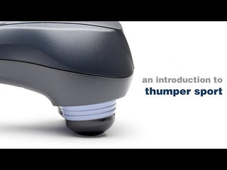 Thumper Sport E501NA gray handheld percussion massager with a long ergonomic handle and compact lightweight design.