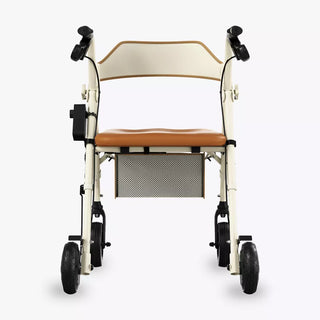 VOCIC Z63 Adjustable Resistance Folding Rollator, 300 lbs Weight Capacity, 14.2" Seat Size, Black or Beige